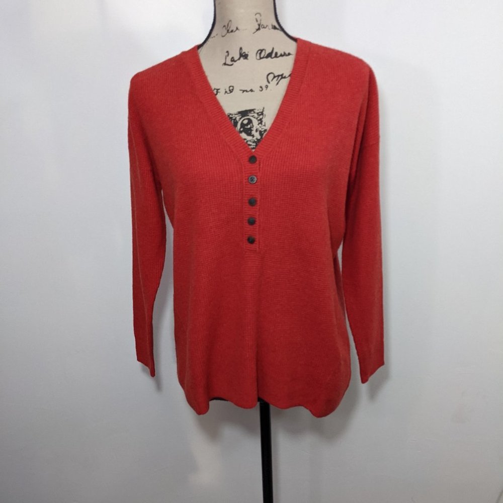 Madewell Women's Asherton Waffle Henley Sweater Top Wool Alpaca 2XS NC737